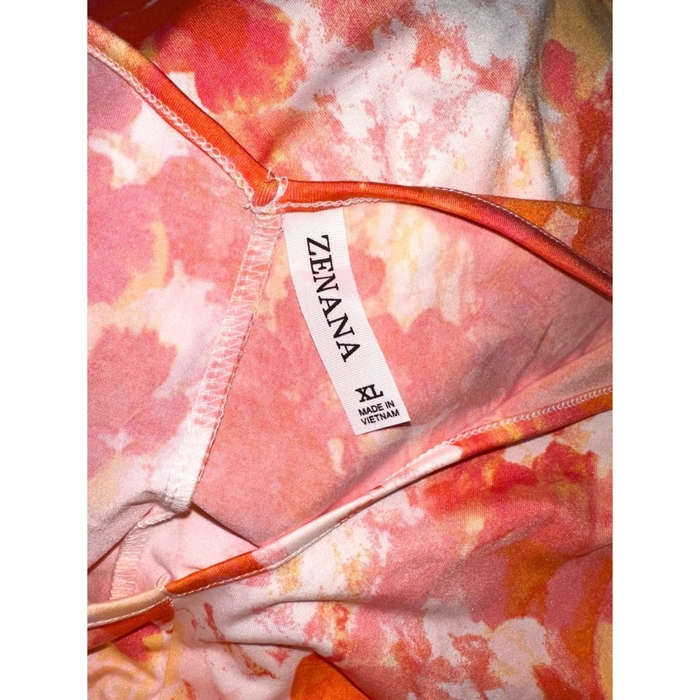 Zenana orange, white, and yellow tie-dye, splash-print maxi dress - Picture 5 of 8